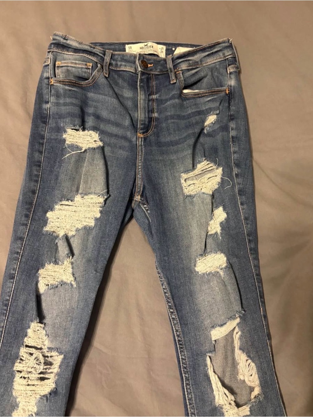 Hollister Ripped Skinny Jeans in Medium Blue